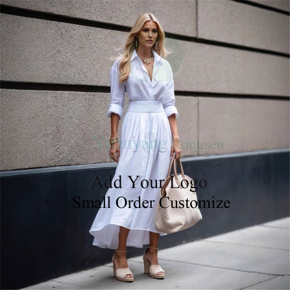 white dress with black belt Olson Belted Cotton Midi Dress  SIMKHAI