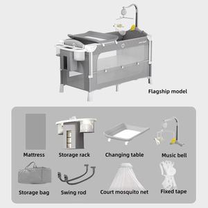 Lettino multifunzione per neonati transfrontaliero con Splicing letto grande letto pieghevole con <span class=keywords><strong>culla</strong></span> in metallo parco camera da letto ospedale - Product Image 3