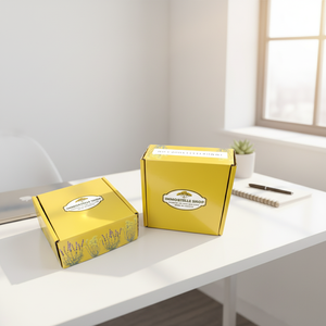 Scatola Regalo Personalizzata in Cartone Ondulato Giallo Stampato, Confezione Carina per Spedizioni e Regali - Product Image 3