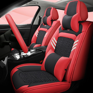 Housse de siège de voiture en soie de glace Nappa Coussin de protection d'été universel Design classique moderne pour <span class=keywords><strong>Abarth</strong></span> - Product Image 5