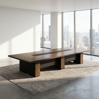 Table de conférence moderne de grande taille en MDF E1, bureau de réunion avec gestion intégrée des câbles, mobilier de salle de réunion, table de PDG