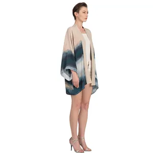 Nhà Sản Xuất Kimono Thiết Kế Tùy Chỉnh In Kỹ Thuật Số Tie Dye Ngắn Kimono Cardigan Robe