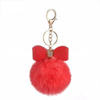Vente en gros porte-clés pompon porte-clés boule moelleuse porte-clés boule en fausse fourrure pour filles femmes
