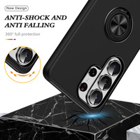 Étui de téléphone 2 en 1 en TPU souple magnétique et PC rigide pour Samsung Galaxy S26 Ultra S25 Edge S24 S23 FE S22 S21 Plus avec support d'anneau