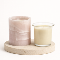Bougie parfumée personnalisée en pot de marbre, récipient en pierre réutilisable avec insert en verre, parfum d'intérieur sûr et non toxique, marque privée OEM ODM