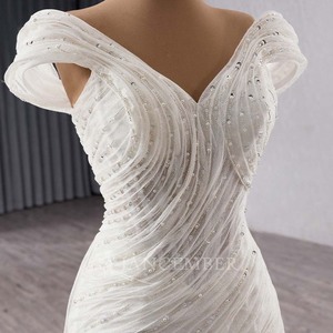 <span class=keywords><strong>Vestidos</strong></span> <span class=keywords><strong>de</strong></span> <span class=keywords><strong>Novia</strong></span> Modernos Estilo <span class=keywords><strong>Sirena</strong></span> Jancember 241128 con Perlas, Volantes, Cuentas, Lentejuelas, Encaje, Cristales, Vestido Largo Hasta el Suelo, Natural - Product Image 4