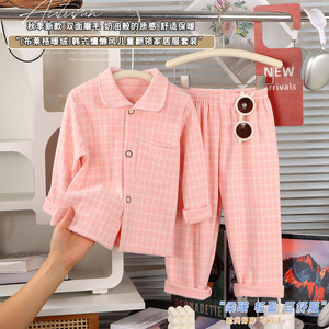 Nueva ropa de casa informal para niños de Otoño/Invierno para niños y niñas-Pijamas cálidos con cuello para compra al por mayor - Product Image 2