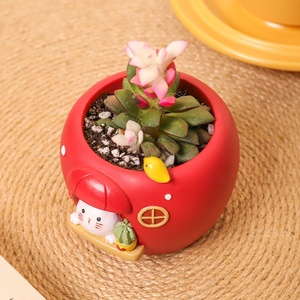 <span class=keywords><strong>Petit</strong></span> <span class=keywords><strong>pot</strong></span> de fleurs de bureau artisanal créatif, motif maison <span class=keywords><strong>pomme</strong></span> de dessin animé, peint à la craie, pour l'horticulture et le commerce extérieur - Product Image 4