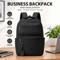 Ransel Perjalanan Bisnis Tahan Air dan Awet, Banyak Kompartemen, Banyak Kantong, Kapasitas Besar, Unisex, Tas Ransel untuk Perjalanan Singkat ke Kantor