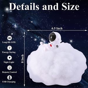 Luz Nocturna <span class=keywords><strong>Creative</strong></span> <span class=keywords><strong>Cloud</strong></span> con LED de 12 Colores, Control Remoto, Carga USB, Diseño Moderno, Regulable, Luz Ambiental para Dormitorio - Product Image 3