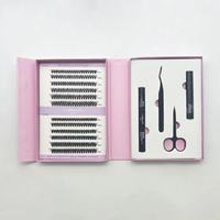 Kit de cils en grappe imperméables en gros avec colle et scellant, grand format, avec pince à épiler, ciseaux, dissolvant, et logo personnalisé