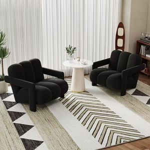 Sillón Individual Color Crema, Tapicería Suave, Silla de Salón de Diseño Moderno, Silla de Balcón, Juego de Mesa de Centro - Product Image 4