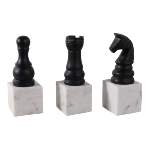 Statue de pièces d'échecs modernes sur socle en marbre pour la décoration de la maison, sculpture élégante pour le bureau, le salon ou les étagères. - Product Image 2