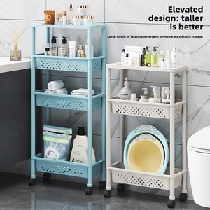 Meuble de rangement étroit et étanche sur roulettes, non pliable, en plastique, pour salle de bain et buanderie - Product Image 3