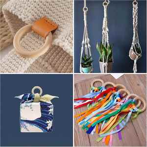 Wooden <b>Rings</b> for Crafts Macrame Unfinished Solid Wood <b>Rings</b> for DIY Wooden <b>Rings</b> Without Paint Pendant Connectors - Product Image 3