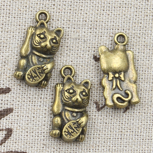 Charms Lucky Cat 23x11mm Tibétain <span class=keywords><strong>Argent</strong></span> Couleur Pendentifs Antique Fabrication de Bijoux DIY Artisanat Fait Main - Product Image 6