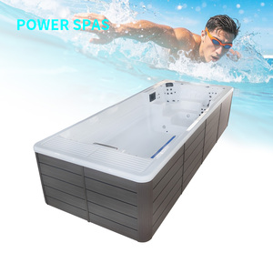 Luxury Freestanding Modern Outdoor Swim Spa with Speaker Waterfall Jet System Dual Zone Design for Hotel Use Fitness Relaxation - Product Image 1