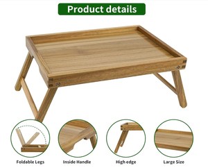 Plateau de lit en bois avec pieds pliants, <span class=keywords><strong>table</strong></span> portable pour le petit-déjeuner, ordinateur portable, pour manger, travailler au lit, sur le canapé et dans le salon - Product Image 3