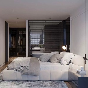 Luxueuze Italiaanse stijl kingsize bedset met comfortabel houten frame, zachte bekleding, gemaakt in China voor hotels - Product Image 3