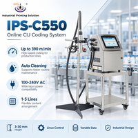 طابعة نفث الحبر الصناعية IPS-C550 CIJ لترميز تاريخ الكرتون، طابعة CIJ صناعية بـ 5 خطوط طباعة، IP65، 390 متر/دقيقة، نظام تشغيل لينكس