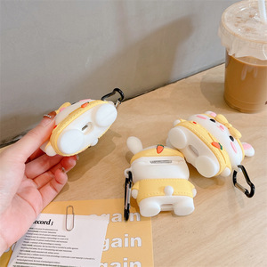Étui pour écouteurs Apple AirPods 4 Pro 3 en silicone 3D mignon en forme de lapin avec nœud, coque de protection antichoc en caoutchouc motif dessin animé carotte - Product Image 6