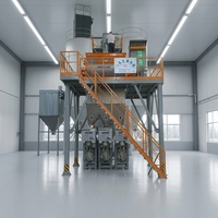 Ligne de production de mortier sec automatique de type tour, compacte, avec unité de mélange à double arbre pour colle à carrelage verticale