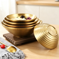Bol à ramen japonais en acier inoxydable à double paroi incassable, bol de service pour pâtes, bol à soupe de nouilles