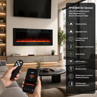 Cheminée électrique murale encastrée ultra-mince Tuya WiFi 2-en-1 de 36 pouces (1500W) avec minuterie hebdomadaire et détection de fenêtre ouverte, conforme aux normes UE