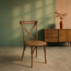 Chaise de salle à manger en résine à dossier croisé - Design ergonomique léger et empilable, style moderne pour la maison, la cuisine, le salon et l'extérieur - Product Image 1
