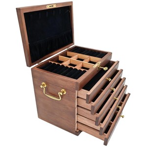 Scatole Porta Gioielli in <span class=keywords><strong>Legno</strong></span> Massello Stile Cinese Moderno, Grande Capacità per Collane, Accessori Matrimoniali in PP - Product Image 2