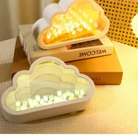 Lampe d'ambiance nocturne DIY faite à la main en forme de fleur de tulipe, lampe nuageuse en forme de tulipe, veilleuse LED, lampe de table miroir, lumières décoratives pour chambre à coucher, nouveauté