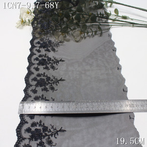 Elegante <span class=keywords><strong>Pizzo</strong></span> <span class=keywords><strong>Nero</strong></span> da 18CM in Tulle Morbido con Motivo Floreale, Bordatura in Voile Ricamato per Abiti da Cerimonia Femminili - Product Image 2