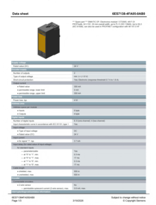 Module de sécurité PLC Siemens 6ES7138-4FA05-0AB0 ET200S 4/8 F-DI, 24V CC, contrôle industriel, 8DI+6DO+2AI, ProfiNet, neuf et original - Product Image 4