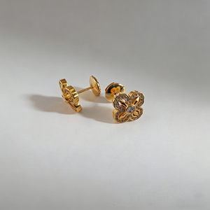 CUSTOM <b>SILVER</b> 10K/14K GOLD PLATED <b>SOLID</b> GOLD LAB GROWN DIAMOND ZICON ENGAGEMENT CLUSTER <b>EARRING</b> UNISEX CUTE ANNIVERSARY PARTY - Product Image 2