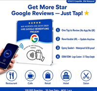 Base de Acrílico para Mesa con Tarjeta de Reseñas de Google, Compatible con NFC213 13.56MHz, Tocar para Resaltar, Escanear QR, OEM/ODM Personalizado, Muestra en 1-3 Días, Entrega en 5-7 Días