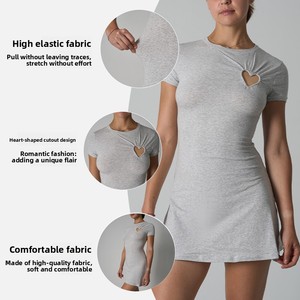 Minivestido de algodón jersey con corazón, diseño hueco, adelgazante, estilo urbano de verano, antiestático, cintura alta, falda corta de corte A - Product Image 3