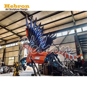 Estatua de Animal Grande Personalizable de Acero Oxidado, Escultura de Caballo de Acero <span class=keywords><strong>Corten</strong></span> con Alas y Luces LED - Product Image 3