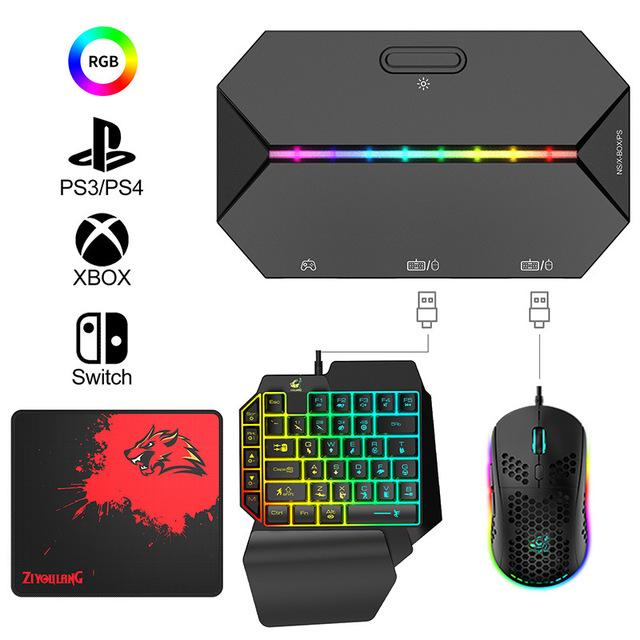Freewolf G6L Game Converter RGB Light Gamepad Keyboard and Mouse Converter for Switch Xbox PS4 5
