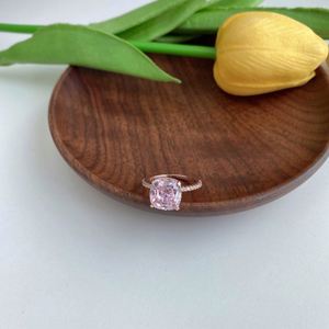 Dylam Newest S925 <b>Silver</b> Square 5A Cubic Zirconia Engagement Eternity Band Infinity <b>Statement</b> Baguette Pink Wedding <b>Rings</b> - Product Image 3
