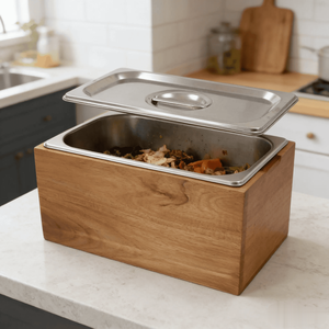 Wholesale Kitchen <strong>Wood</strong> <strong>Compost</strong> <strong>Bin</strong>, Smell Proof Rust Proof with Stainless Steel Insert, Countertop Food Scraps Organizer - Product Image 4