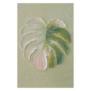 Hand Painted Oil Painting Monstera <b>Leaf</b> Art Rectangle Modern Minimalist Living Room Sofa Background <b>Wall</b> <b>Decor</b> - Product Image 5