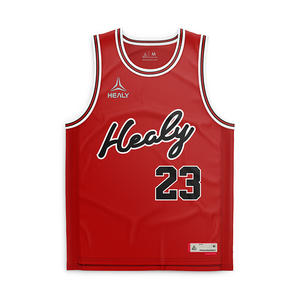 ヴィンテージ風白と青のバスケットボールジャージデザイン キッズバスケットボールユニフォーム - Product Image 2