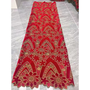 Thêu Nhung Pháp Ren Vải Tuyn Brocard tissu Dệt Sợi Ngang Thêu Lưới Vải 5 Yards - Product Image 4