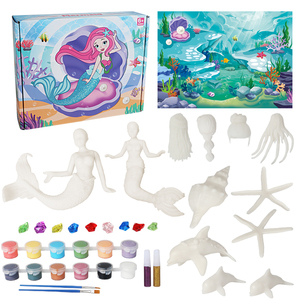WAYEE Set di Giocattoli in Plastica a Tema Sirena con Mappa dell'Oceano, Stelle Marine, Conchiglie e Delfini, 12 Colori per Bambini, Creatività Fai-da-Te - Product Image 5