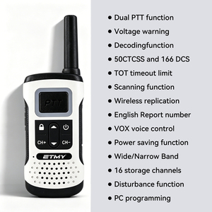 ETMY ET-T7 - Juego de 2 Walkie Talkies UHF, Radio Portátil de Mano, Doble PTT, Tipo C, USB, Alcance de 3 km, para Esquí, Viajes, Deportes, Radio Bidireccional - Product Image 2