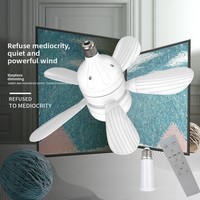 Ventilateur de plafond à cinq pales pour e-commerce, douille E27, ventilateur en ABS, silencieux, à intensité variable en continu, télécommande, pour salon