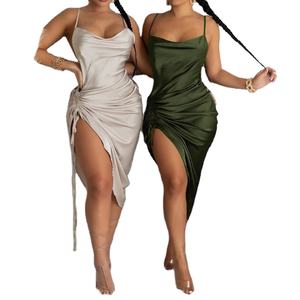 Женское атласное платье со шнурком - Product Image 1