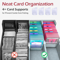 Boîte à cartes rectangulaire à trois niveaux motif litchi, grande capacité, multi-usages, pour PTCG Pokémon ; Cartes avec logo personnalisable