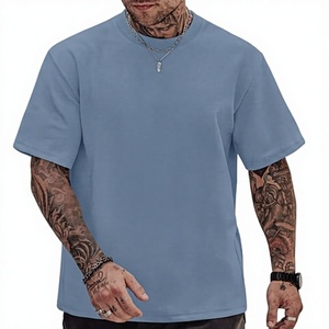 Camiseta de Manga Corta para Hombre, Cuello Redondo, Color Azul Claro, Corte Holgado, Color Sólido, Jersey de Algodón, Informal, Ecológica, Deportiva, Marca Beazer - Product Image 1