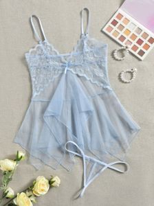 Setelan pakaian dalam seksi Tulle wanita, dalaman jala lucu - Product Image 5